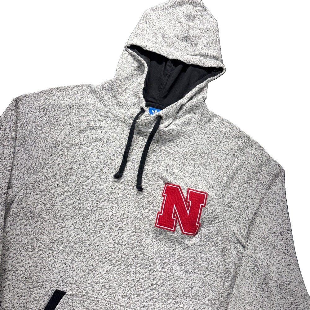 Vintage Nebraska‎ Cornhuskers adidas Sweatshirt Hoodie Mens Large Gray Knit